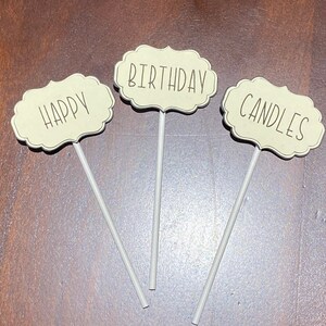 Happy Birthday Candles.  Caketopper.  Cupcake Topper