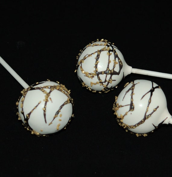 CAKE POPS White Black and Gold Cake Pops Wedding Cake Pops