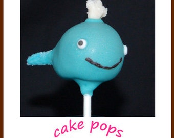 WHALE Cake Pops, Character Cake Pops, Edible Party Favors, Children Favors
