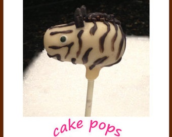 ZEBRA Cake Pops, Party Favors, Character Cake Pops, Jungle Cake Pops