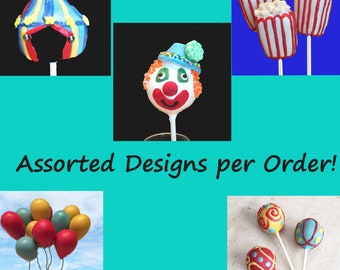 Assorted Designs per Order,CARNIVAL Cake Pops, CIRCUS Cake Pops, Assorted  designs per order