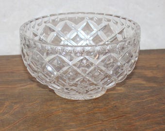 Vintage Cut Crystal Medium Clear Glass Bowl