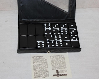 Vintage Harris Double Six Dominoes Set Black Case Complete w/ Instructions