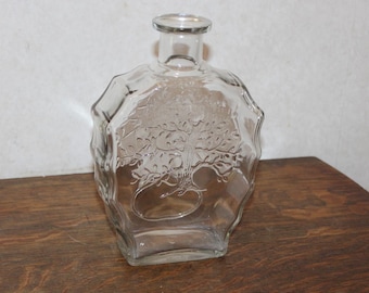 Vintage Anchor Hocking Tree of Life Bourbon Whiskey Decanter - NO Stopper