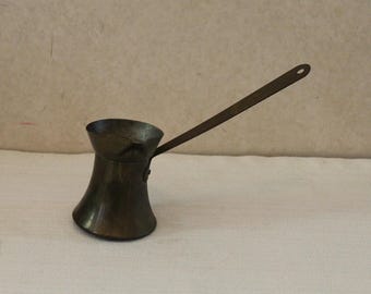 Vintage Turkish Coffee Pourer Dipper Ladle Long Handle Brass Tone Primitive