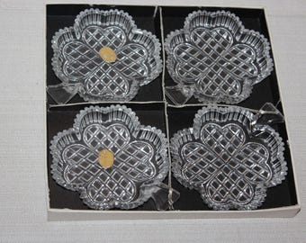 Bohemia Clover Ashtray Trinket Dish Crystal - Set of 4