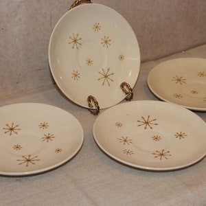 Vintage Mid Century Star Glow Atomic Royal China Saucer - Set of 4