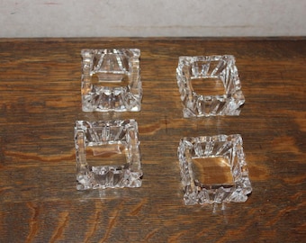 Vintage Crystal Square Napkin Holders - Set of 4