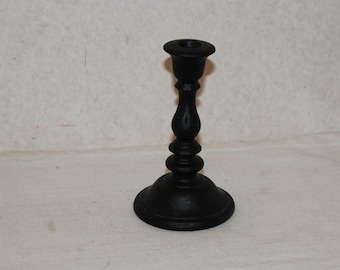 Vintage Matte Black Satin Glass Taper Candlestick Holder Elegant