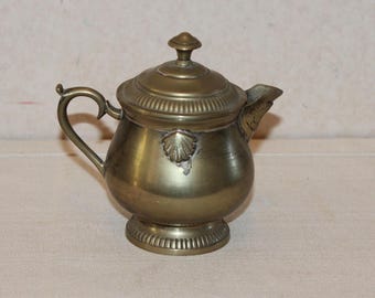 Vintage Pewter Creamer Pitcher with Lid