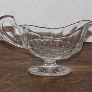 Vintage Clear Glass Flute Narrow Gravy Sauce Boat