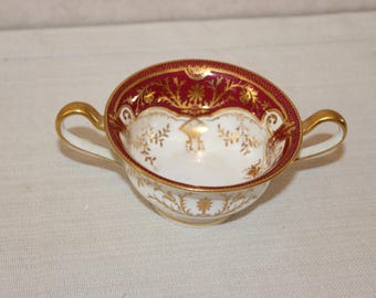Vintage Wedgwood Red and Gold Cream Soup Bowl