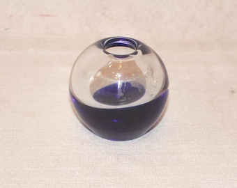 Vintage Art Glass Cobalt Blue Pen Holder Paperweight