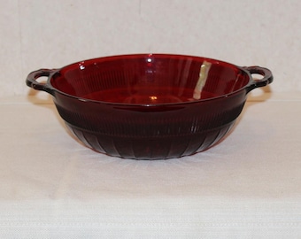 Vintage Anchor Hocking Ruby Red Coronation Large Bowl
