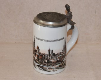 Vintage KUHR Muhlried Stein with Pewter Lid