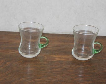 Vintage Art Glass Turkish Tea Cups - Set of 2
