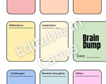 Brain Dump Printable | Calm Your Mind in One Page | Digital Planner Page | Color + Grayscale | Instant Download