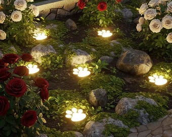Solar Paw Print Path Lights, Outdoor Garden Pet Footprint Lighting, Waterproof Yard Decor
