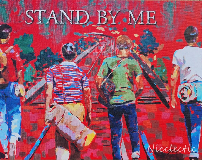 Stand By Me canvas print movie art, Gift ideas for 80s movies fans, nostalgia fan art memorabilia, 11x14 inch art by Nicole Roggeman