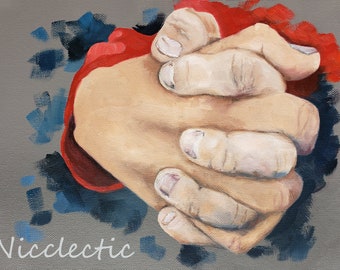 Holding Hands Oil Painting: Romantic Couple Art, Valentine's Gift (9x12)