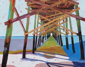 Holden Beach Pier North Carolina - Coastal art by Nicclectic