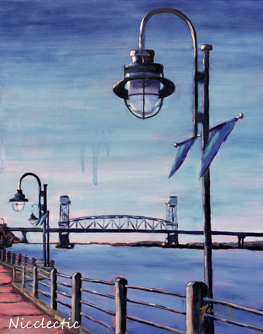 Wilmington NC Riverwalk Print: Cape Fear River Bridge Art - Etsy