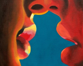 Rainbow Kiss Art Print: Sensual Lovers, LGBTQ Art