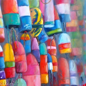 Colorful Buoy Art Print: Nautical Wall Decor, Beach House Style