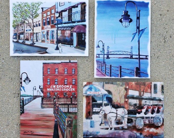 Greeting Cards of Wilmington, North Carolina - 5x7 blank inside art cards set of 4