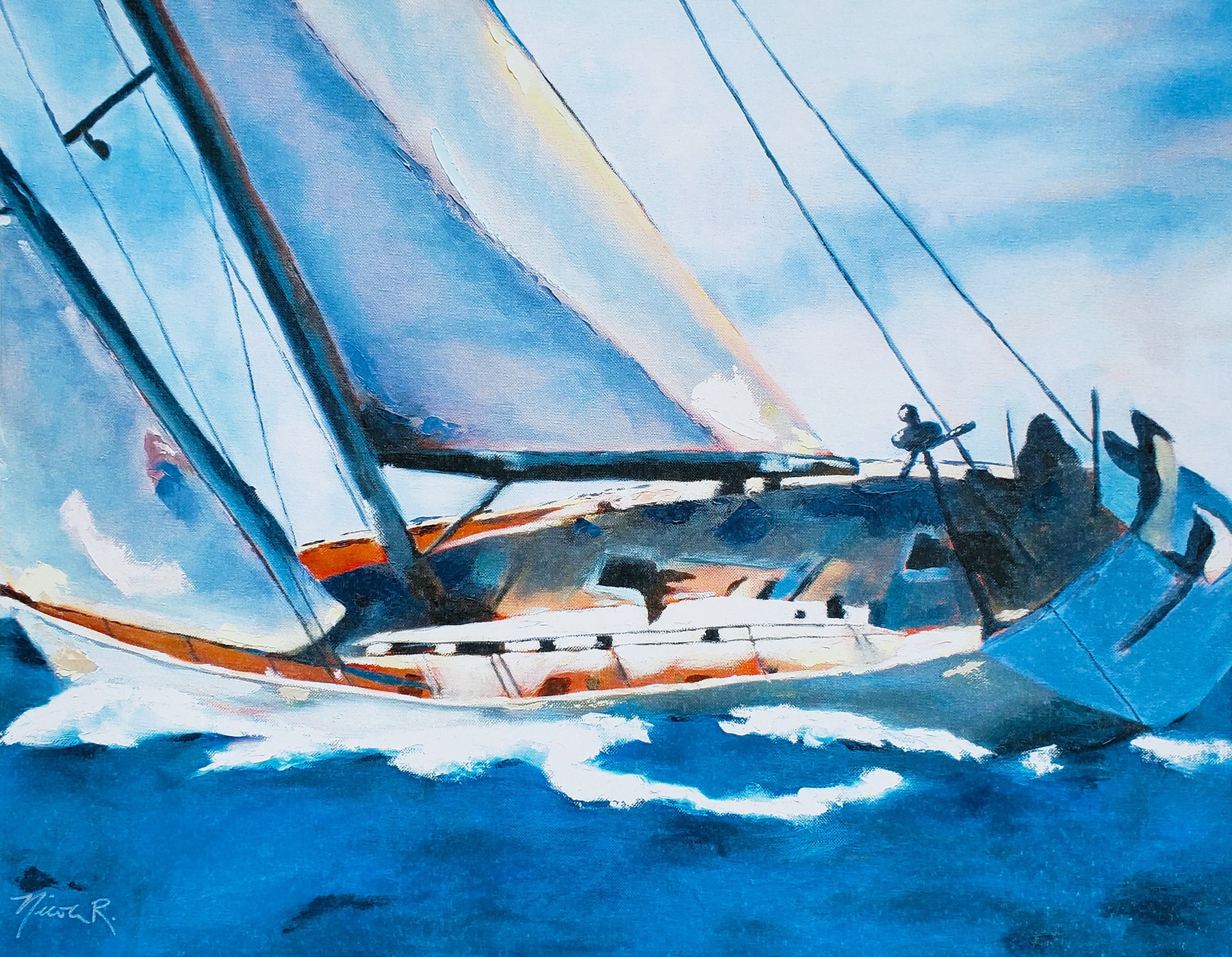 sailboat ocean print