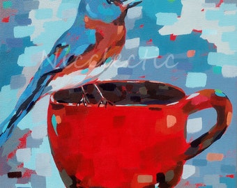 Eastern blue bird 12x12 inch painting