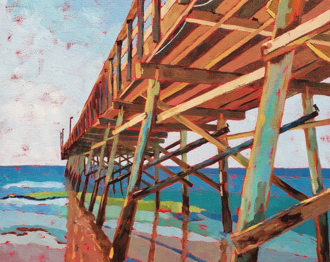 Sunset Beach Pier North Carolina, Coastal art by Nicclectic