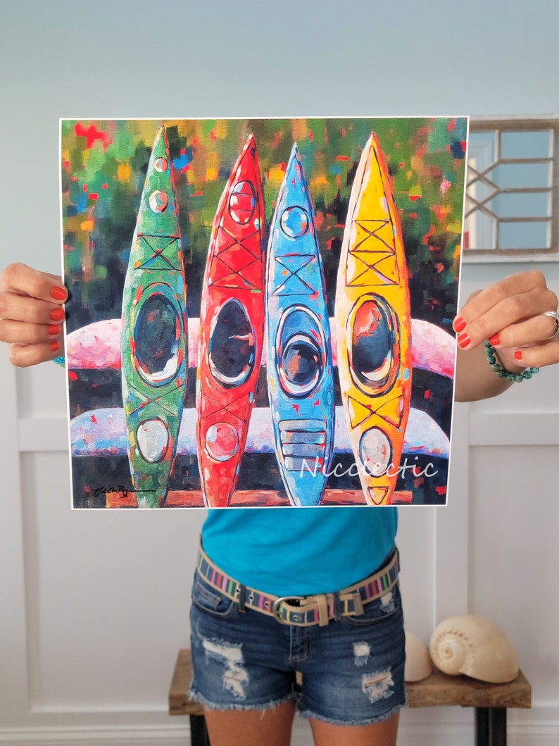 Colorful Kayaks Lake House Decor Red Kayak Gifts for Dad Etsy