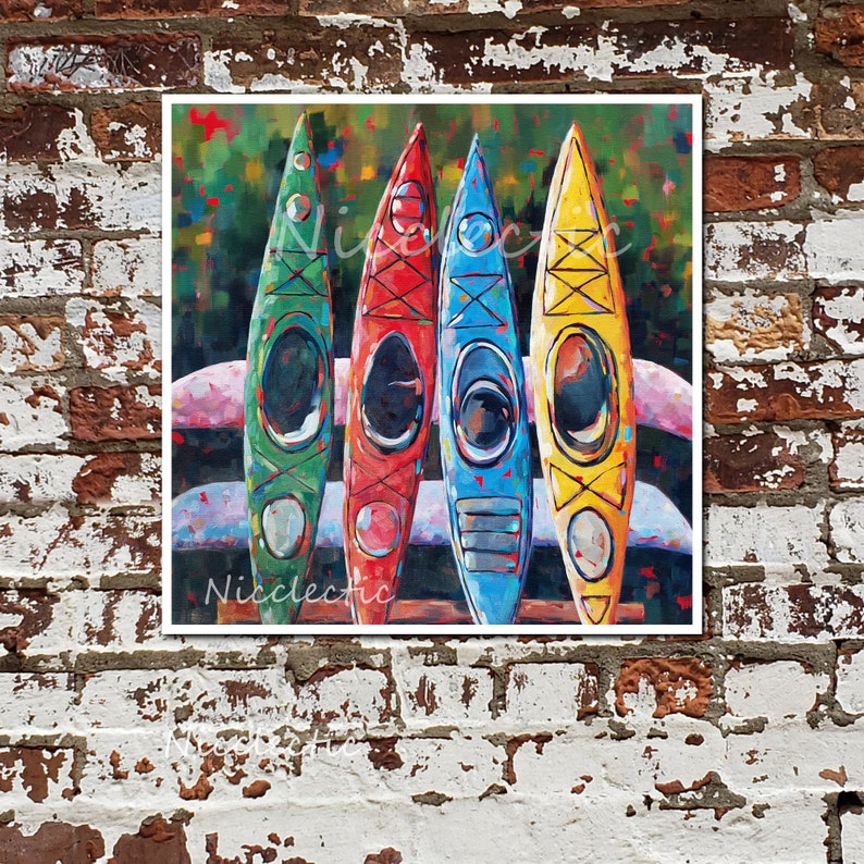 Colorful Kayaks Lake House Decor Red Kayak Gifts for Dad Etsy