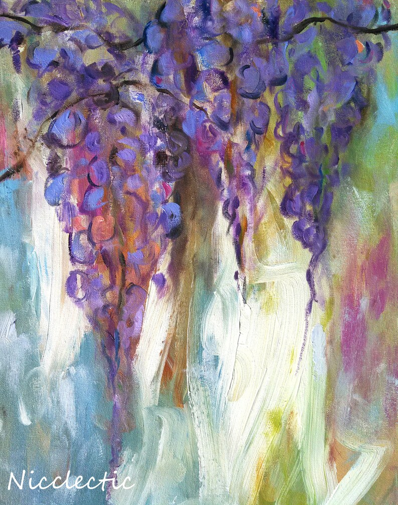 Wisteria paintings purple wisteria flower flower wall art Etsy
