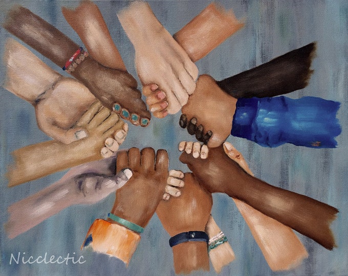 Children in unity, racial equality art print