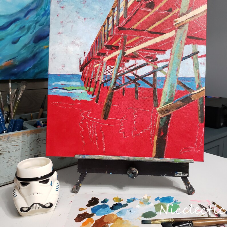 Sunset Beach Pier North Carolina Coastal Art by Nicclectic Etsy