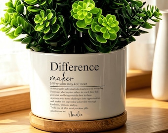 Maceta de cerámica personalizada, regalo para marcar la diferencia, maceta de agradecimiento, regalo de amistad