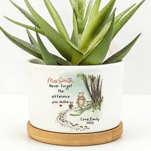 Thank You Gift, Personalised Teacher Plant Pot,, Custom Pot for Teachers, Gift for Teachers, Nursery Assistant, TA, Small Desk Keepsake