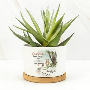 Thank You Gift, Personalised Teacher Plant Pot,, Custom Pot for Teachers, Gift for Teachers, Nursery Assistant, TA, Small Desk Keepsake