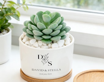 Maceta de flores personalizada para regalo de compromiso, maceta de boda, maceta de cerámica para boda, regalo para recién casados, regalo para pareja