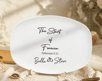 Bandeja personalizada para novios con nombres y fecha, recuerdo de compromiso o aniversario, regalo de boda único, detalle de boda y decoración para el hogar.