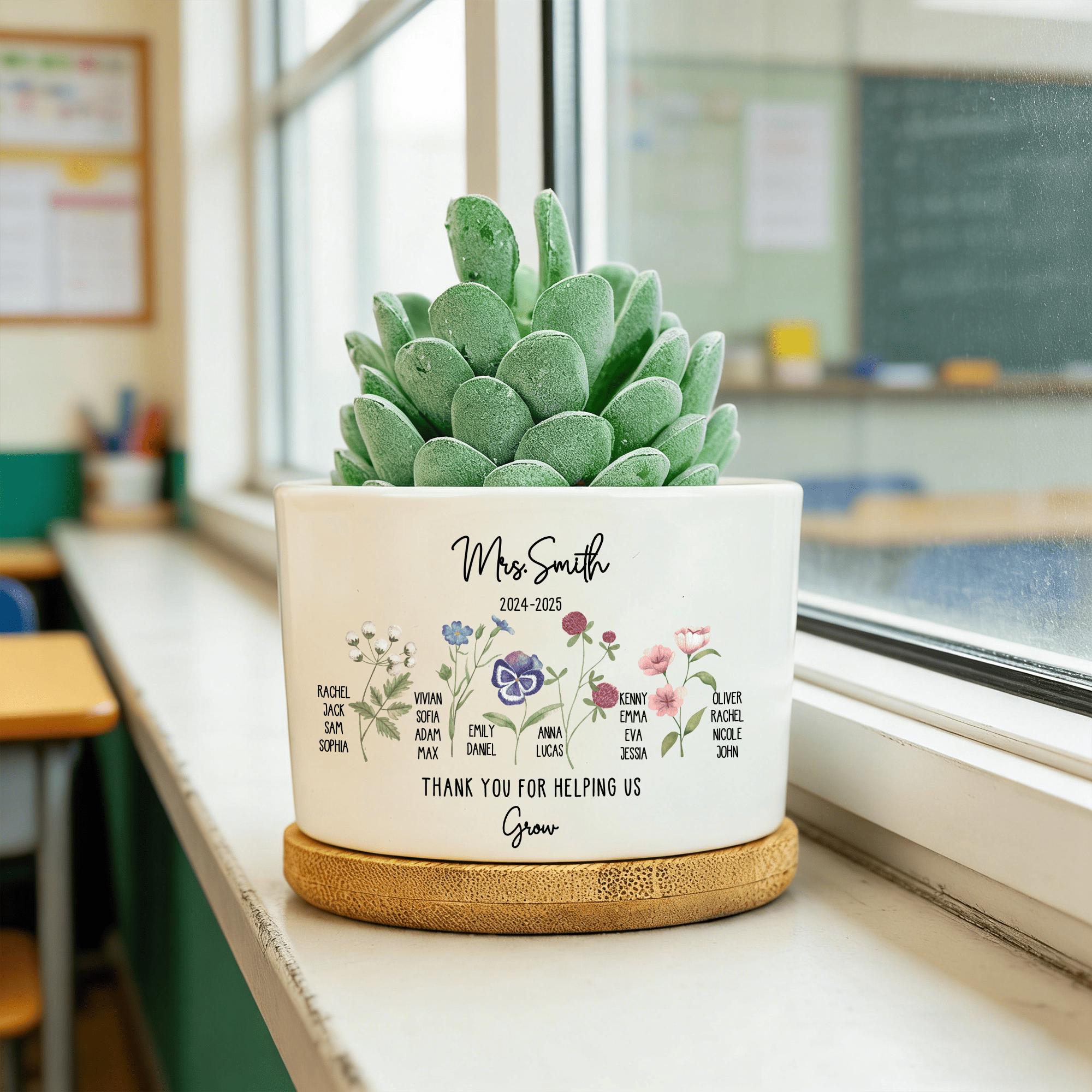 Personalised Teacher Plant Pot Thank You for Helping Me Grow Gift…