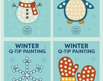 Winter Q-Tip Painting Printable | Fine Motor OT Activities for Preschool | Winter Dot Art Bundle