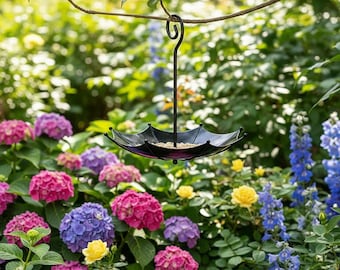 Mini Umbrella Bird Feeder Hanging Garden Seed Tray