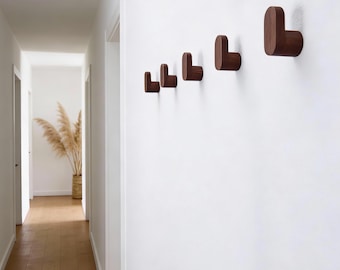 Wooden Wall Hook | Walnut Coat Hook, Minimalist Wood Towel Robe Hook, Modern Home Organizer