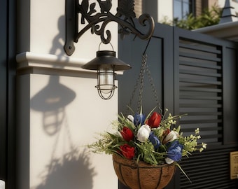 Rustic Bird Hanging Basket Bracket, Outdoor Wall-Mounted Plant Hook