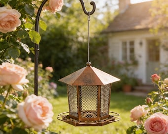 Heavy Duty Hanging Bird Feeder – Metal Squirrel Resistant Garden Seed Feeder