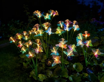 Vlindertuinverlichting op zonne-energie, glasvezel buitenpadverlichting, waterdicht tuindecor