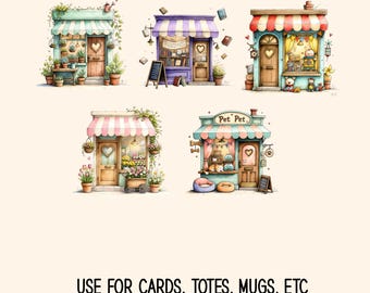 Cute Cottage House Clipart PNG, Storybook Fairy Home with Flowers, Whimsical Cottage Illustration, Nursery Wall Art, Printable